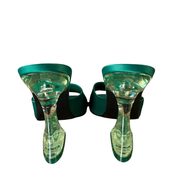 Zara green square toe crystal heels - Picture 3 of 4